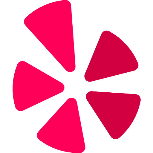 A bright pink and red logo consisting of five petal-like shapes arranged in a circular pattern, reminiscent of a stylized flower or pinwheel, cleverly reflects the craftsmanship seen in quality roofing.